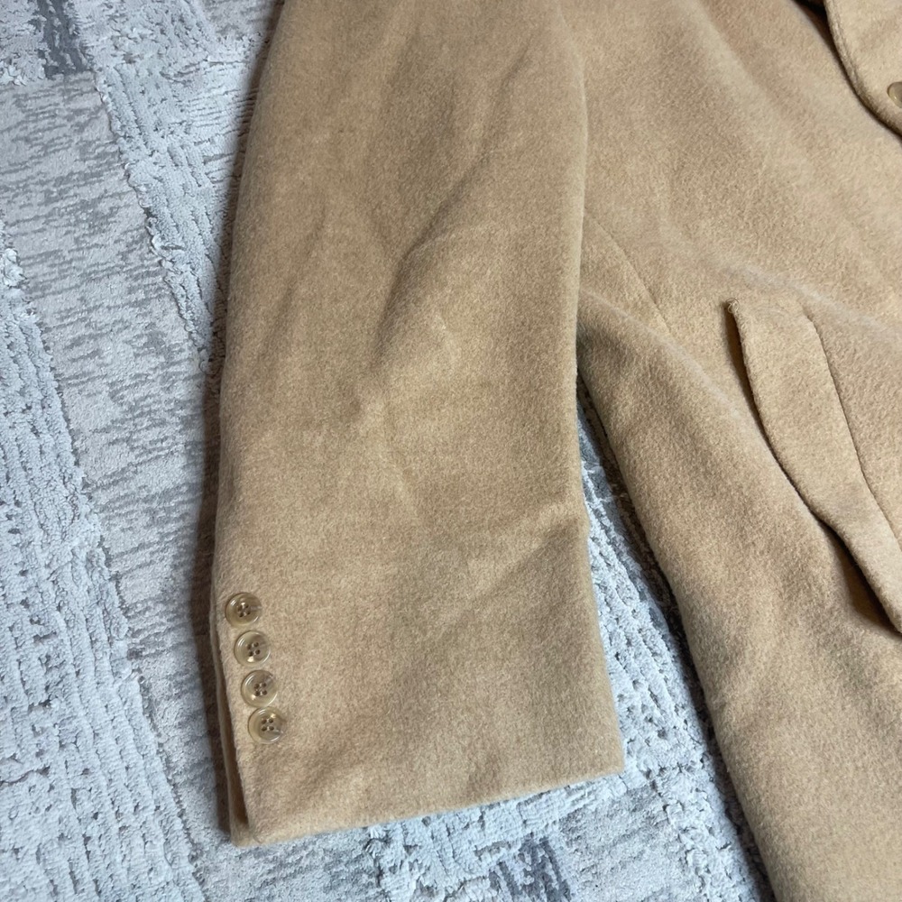 Vintage Lauren Ralph Lauren Coat Mens 100% Italy Camel Hair Long Trench Coat 40R - Picture 14 of 16